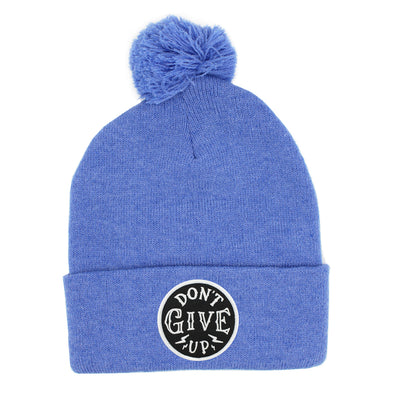 Dont give up risen apparel christian pom beanie blue unisex