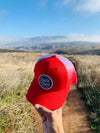 Saved by grace red trucker hat