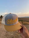 Blessed white & gold trucker hat
