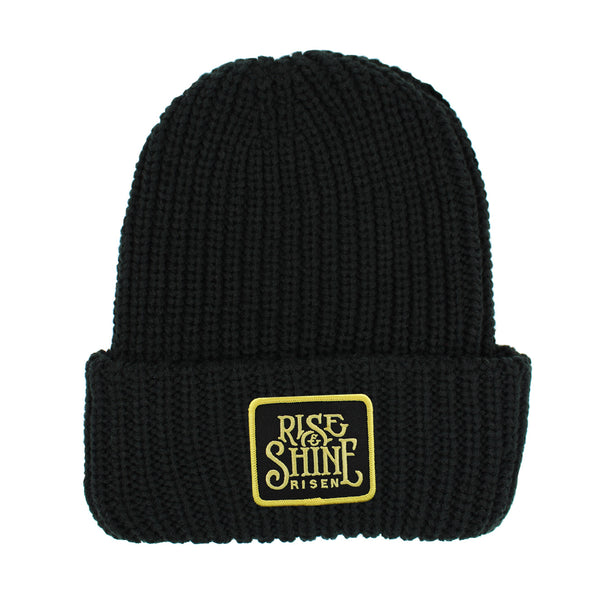 Rise and shine black chunky beanie