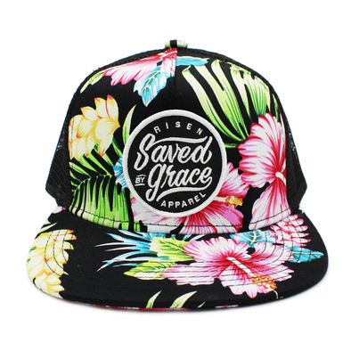 saved by grace risen apparel floral trucker snapback