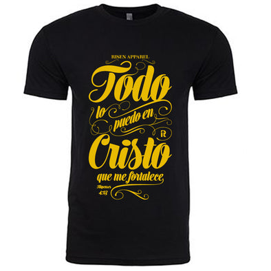 Black & Gold Todo lo puedo en Cristo t-shirt